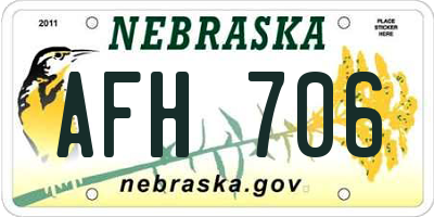 NE license plate AFH706