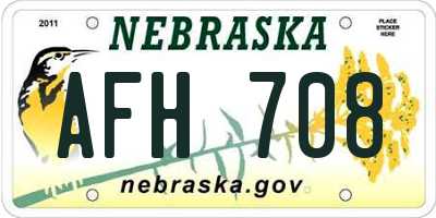 NE license plate AFH708