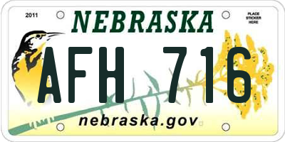 NE license plate AFH716
