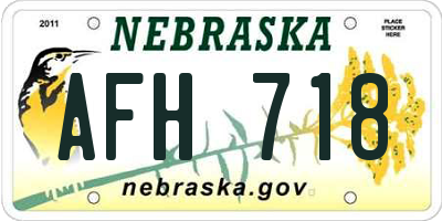 NE license plate AFH718