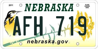 NE license plate AFH719