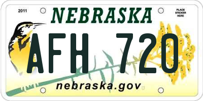 NE license plate AFH720