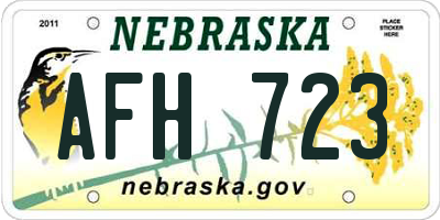NE license plate AFH723