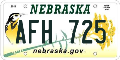 NE license plate AFH725