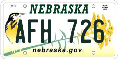 NE license plate AFH726