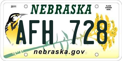 NE license plate AFH728