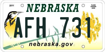 NE license plate AFH731