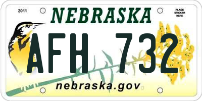 NE license plate AFH732