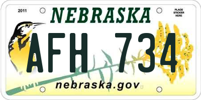 NE license plate AFH734
