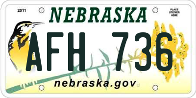 NE license plate AFH736