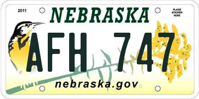 NE license plate AFH747