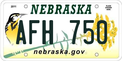 NE license plate AFH750