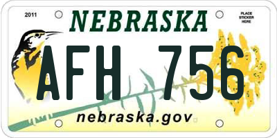 NE license plate AFH756