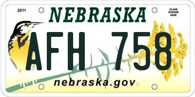 NE license plate AFH758
