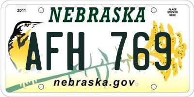 NE license plate AFH769