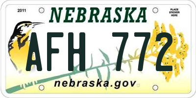 NE license plate AFH772