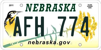 NE license plate AFH774