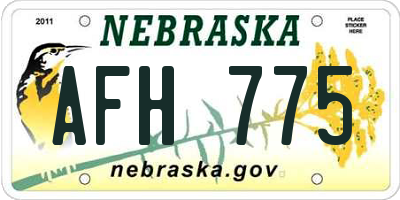 NE license plate AFH775