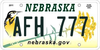 NE license plate AFH777