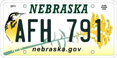 NE license plate AFH791