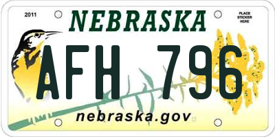NE license plate AFH796