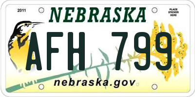 NE license plate AFH799
