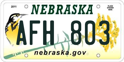 NE license plate AFH803