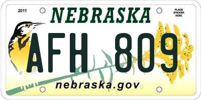 NE license plate AFH809