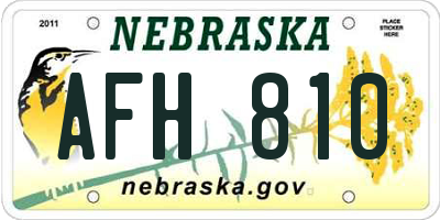 NE license plate AFH810