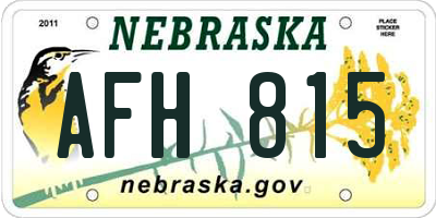 NE license plate AFH815