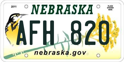 NE license plate AFH820
