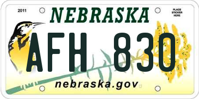 NE license plate AFH830