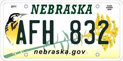 NE license plate AFH832