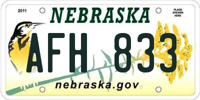 NE license plate AFH833