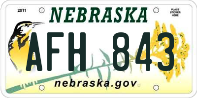 NE license plate AFH843