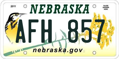 NE license plate AFH857