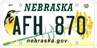 NE license plate AFH870