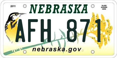 NE license plate AFH871