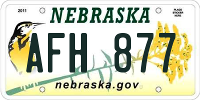 NE license plate AFH877