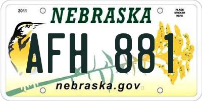 NE license plate AFH881