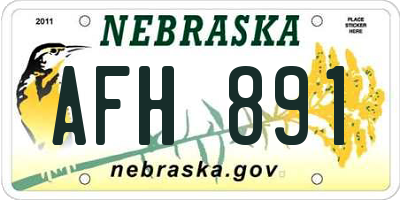 NE license plate AFH891