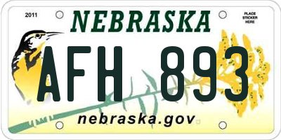 NE license plate AFH893
