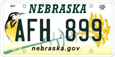 NE license plate AFH899