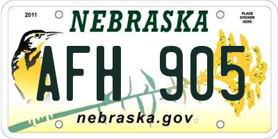 NE license plate AFH905
