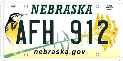 NE license plate AFH912