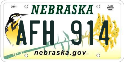 NE license plate AFH914