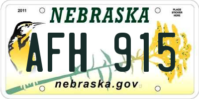 NE license plate AFH915