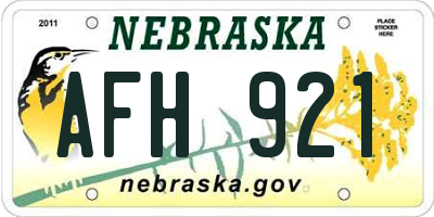 NE license plate AFH921
