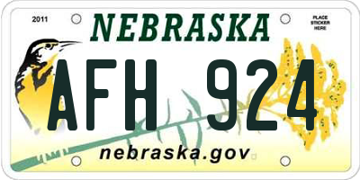 NE license plate AFH924