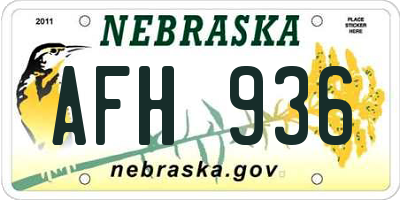 NE license plate AFH936